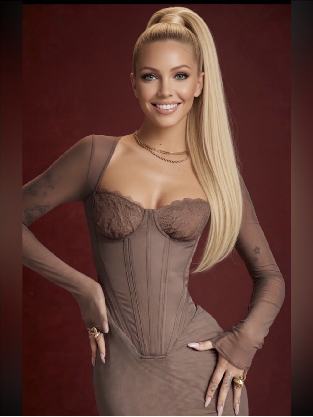 House of CB ‘Safran' Mocha Corset Midi/ XSmall-US2-4 $269